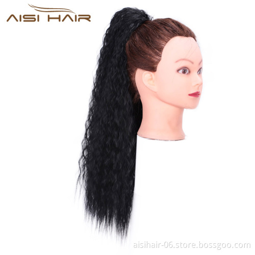 Aisi Hair Ponytail Natural Black Hair Extensions Heat Resistant Synthetic Fiber Pony Tail Hair Pieces with Two Plastic Combs